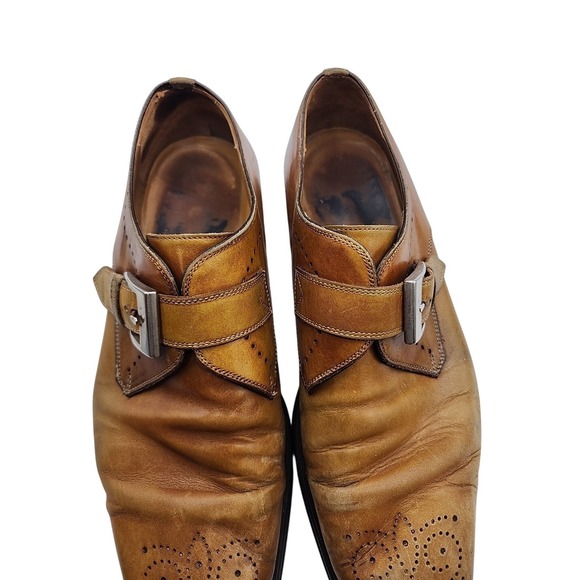 Magnanni Mallory Brown Leather Monk Strap Dress Shoe Slip On Loafers Size 9 - Picture 4 of 11